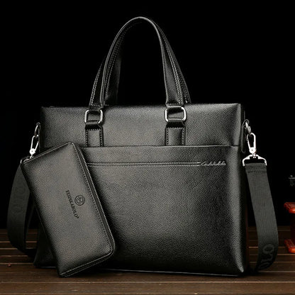 Leather Briefcase for Men ⎜ Elegant Shoulder Bag for Laptop and Documents with Sturdy Carrying Handle