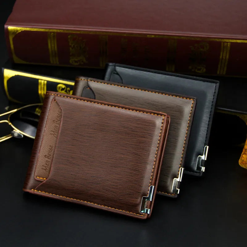 Men's Wallet with Metal Corner ⎜ Elegant Short Shape with Card Slots