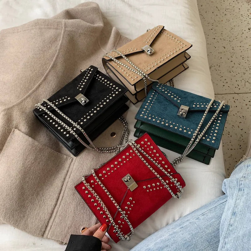 Shoulder Bag for Women ⎜ Stylish Bag with Stud Embellishment and Chain Strap