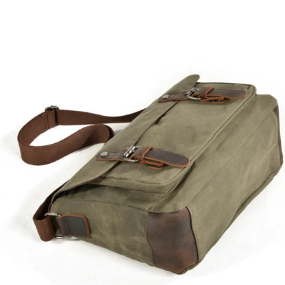 Canvas Shoulder Bag for Men ⎜ Robust Bag with Leather Accents and Adjustable Shoulder Strap