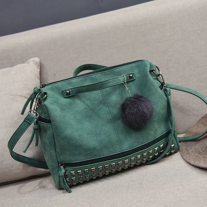 Shoulder Bag for Women ⎜ Practical Handbag with Studded Design and Decorative Pendant