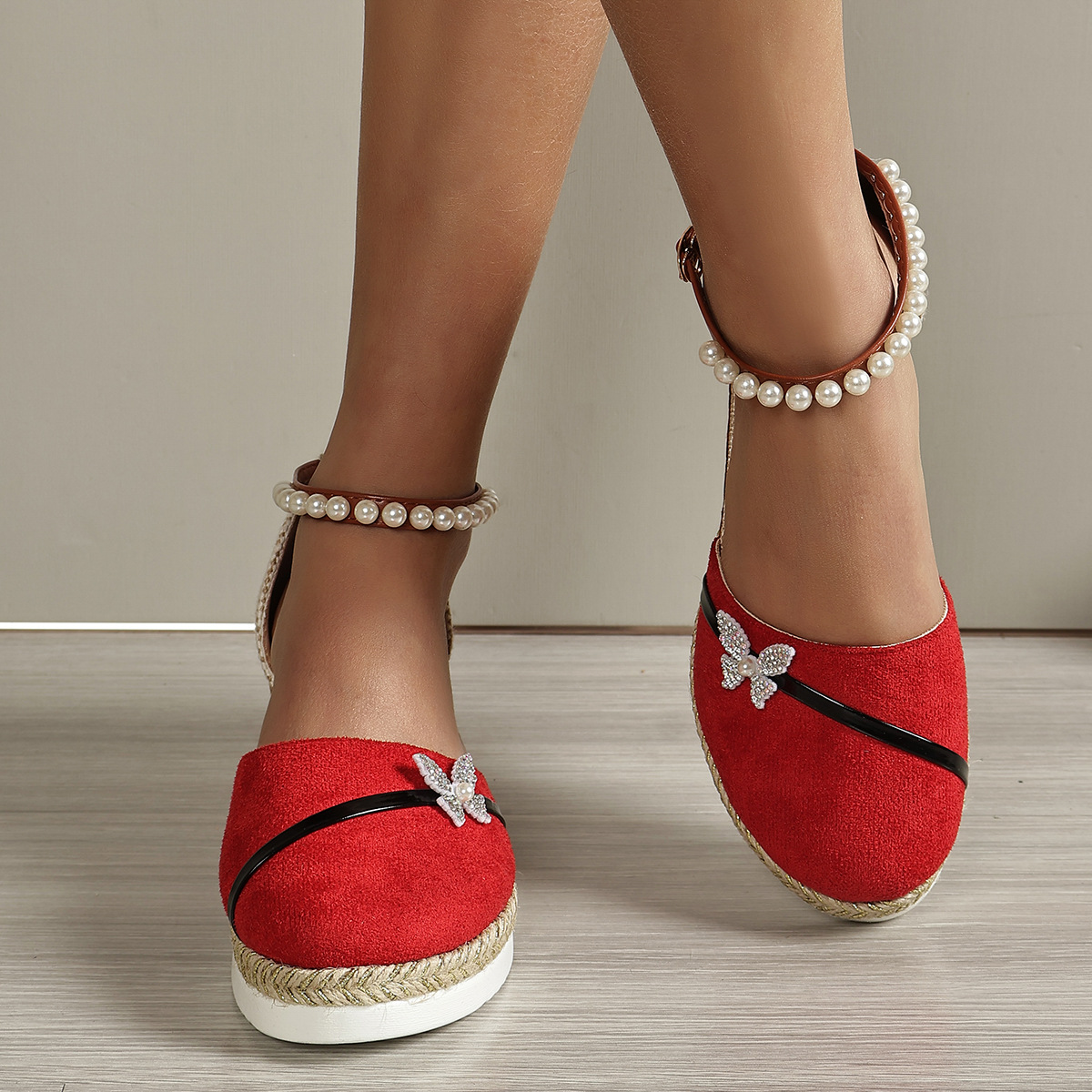 Wedge Heel Sandals for Women ⎜ Comfortable Summer Shoes with Beaded Straps and Braided Sole