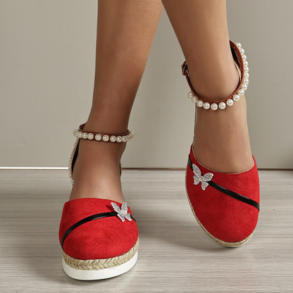 Wedge Heel Sandals for Women ⎜ Comfortable Summer Shoes with Beaded Straps and Braided Sole