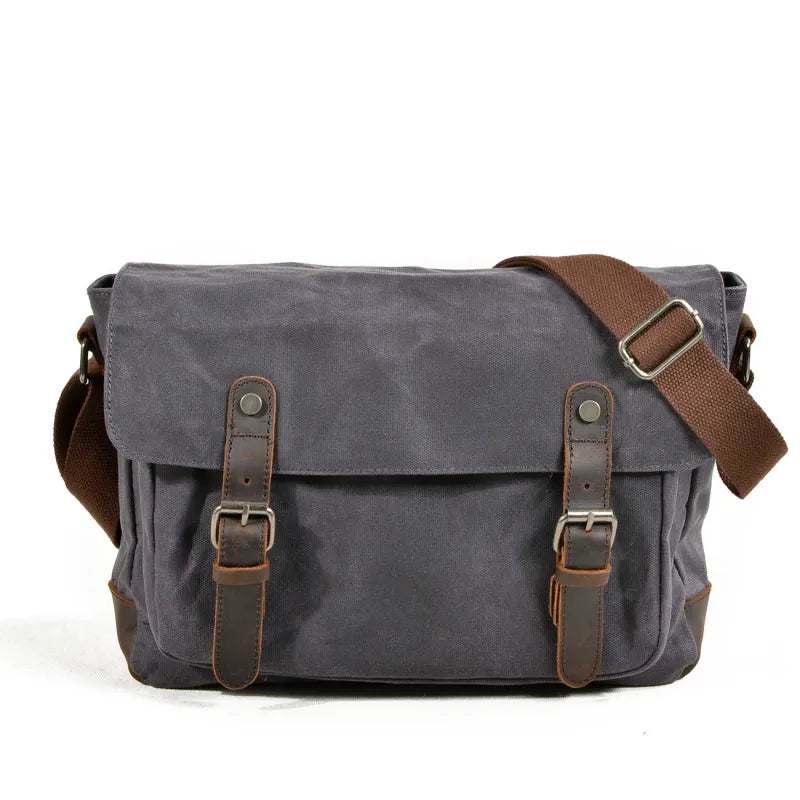 Canvas Shoulder Bag for Men ⎜ Robust Bag with Leather Accents and Adjustable Shoulder Strap