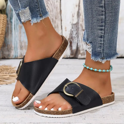 Flat Women's Slip - on Shoes ⎜ Comfortable Shoes with Buckle and Stylish Design for Summer and Everyday Wear