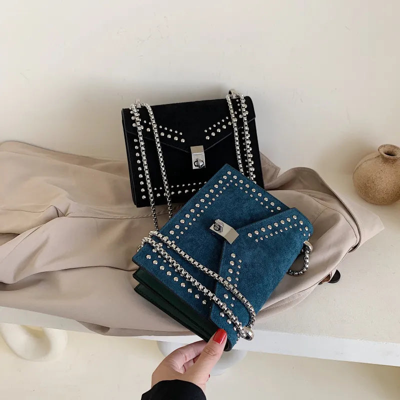 Shoulder Bag for Women ⎜ Stylish Bag with Stud Embellishment and Chain Strap