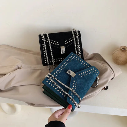 Shoulder Bag for Women ⎜ Stylish Bag with Stud Embellishment and Chain Strap