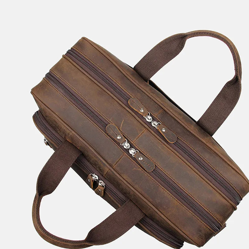 Leather Laptop Bag for Men ⎜ Robust Shoulder Bag with Multiple Compartments for Business and Leisure