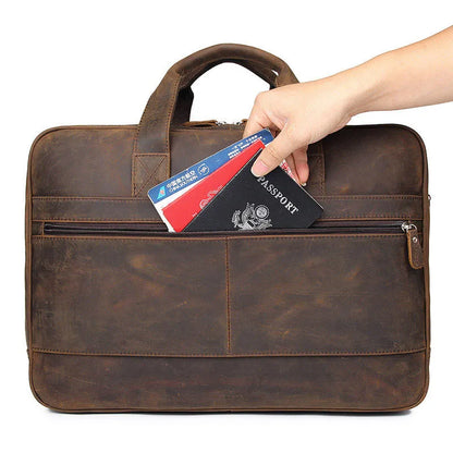 Leather Laptop Bag for Men ⎜ Robust Shoulder Bag with Multiple Compartments for Business and Leisure