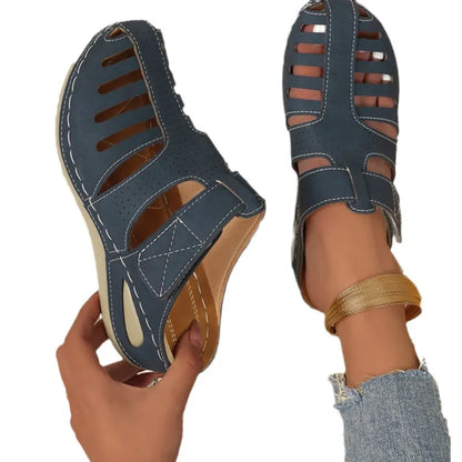 Women's Sandals with Wedge Sole ⎜ Comfortable Summer Shoes with Ventilation and Velcro Fastening for Everyday Wear and Leisure