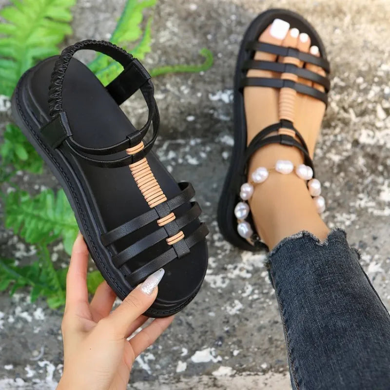 Women's Wedge Sandals ⎜ Comfortable Platform Shoes with Wedge Heel and Raised Sole for Plus Sizes