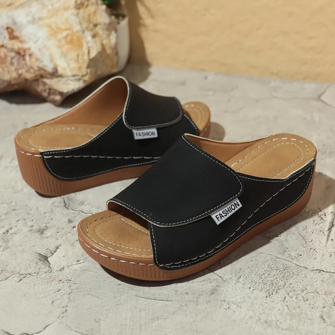 Summer Wedge Loafers for Women ⎜ Comfortable Mules with a Thick Heel and Simple Design for Everyday Wear