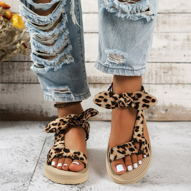 Women's Velcro Sandals ⎜ Comfortable Summer Shoes with a Bow and Adjustable Strap for the Beach and Everyday Wear
