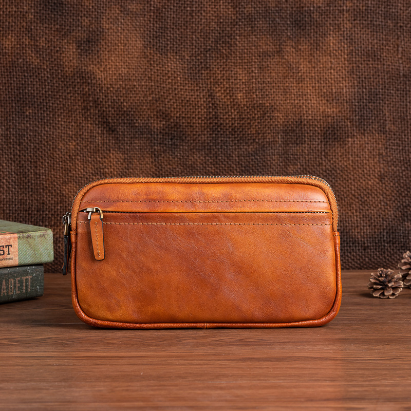 Leather Clutch for Men ⎜ Stylish Bag with Zip and Spacious Inner Compartment