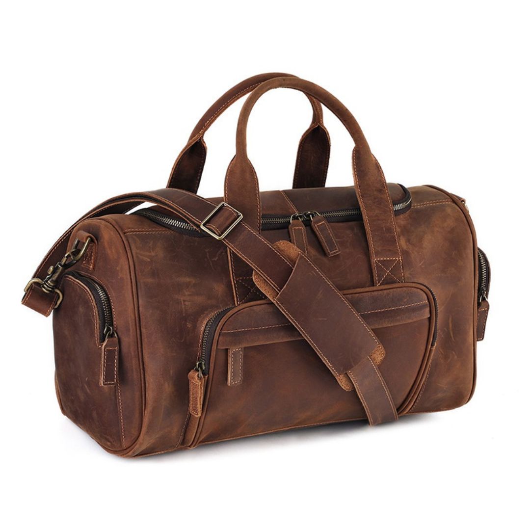 Leather Travel Bag ⎜ Large Capacity with Practical Shoulder Strap and Retro Design