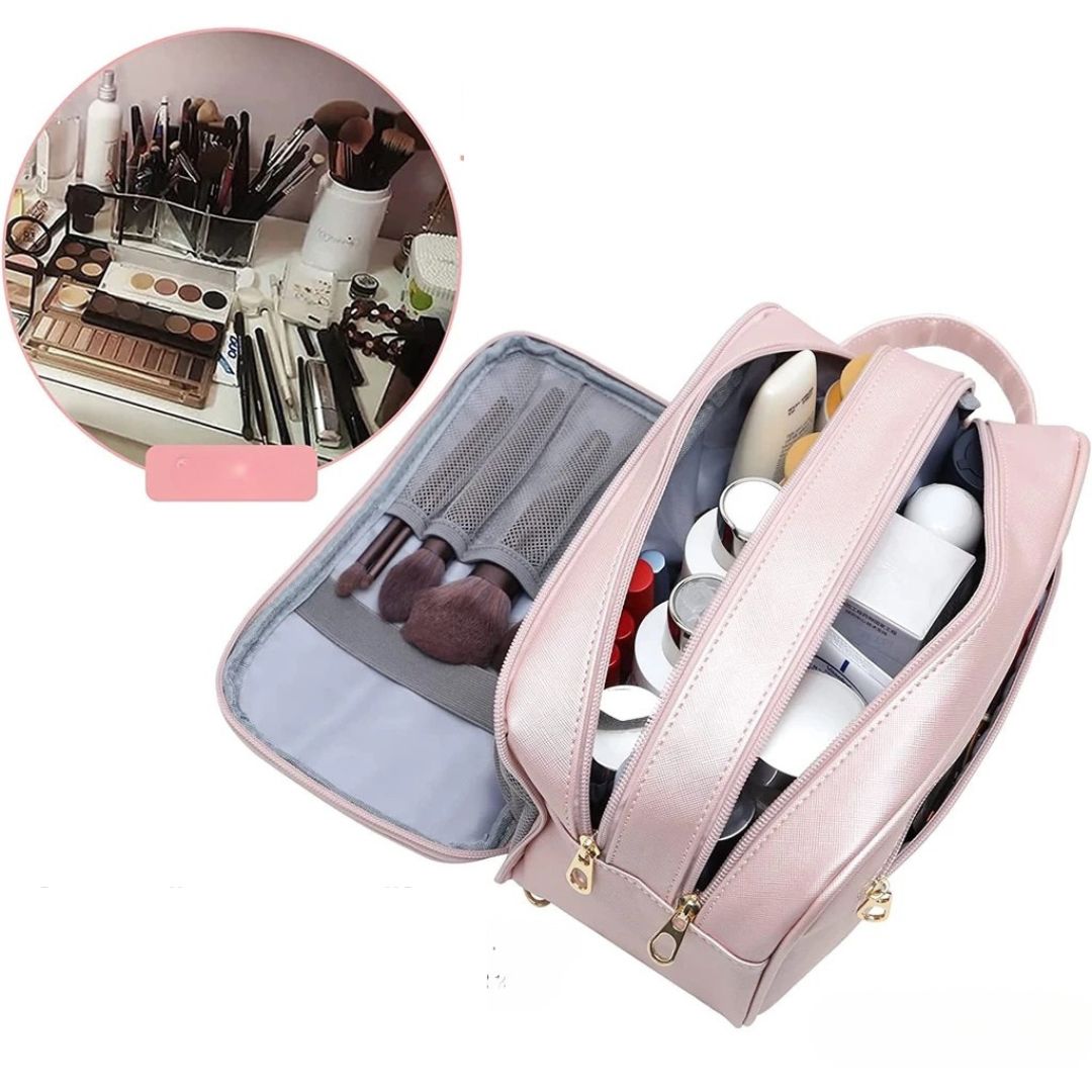 Cosmetics Bag for Women ⎜ Water - Repellent Design with Large Capacity and Multiple Zip Compartments