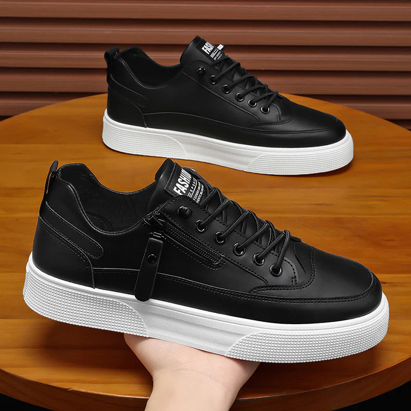 Men's Slip - on Sneakers ⎜ Comfortable Casual Shoes Made From Faux Leather with a Fashionable Zip Design