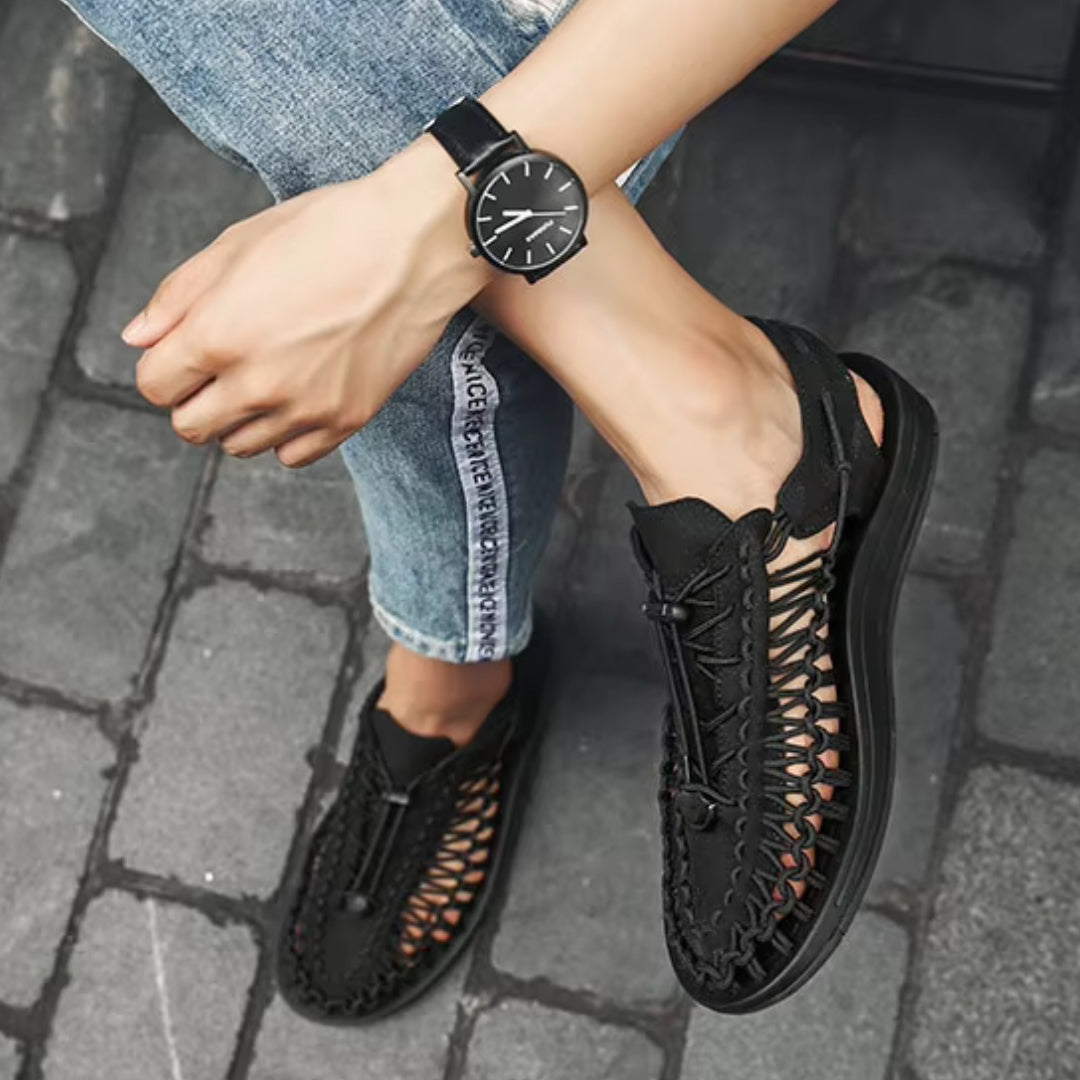 Fashionable Leather Sandals for Men ⎜ Braided Roman Sandals for Summer