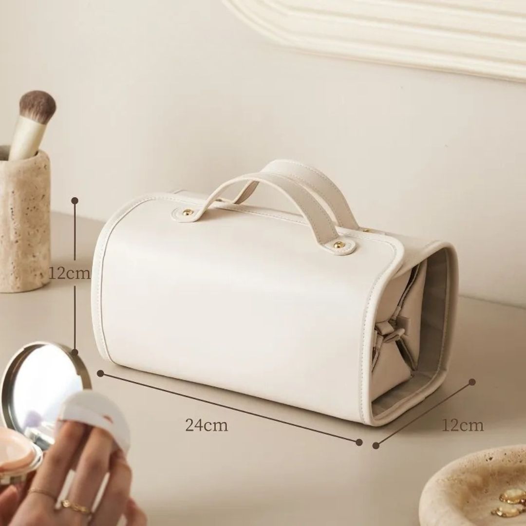 Cosmetics Bag for Women ⎜ Foldable Design with Large Capacity and Removable Compartments for Travelling