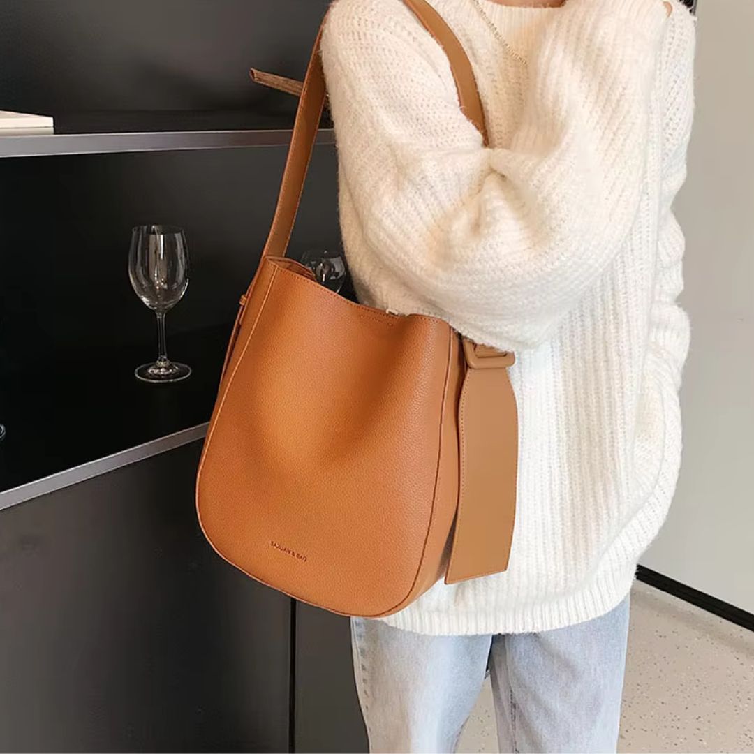 Crossbody Bucket Bag for Women ⎜ Simple Design with Adjustable Shoulder Strap and Practical Interior