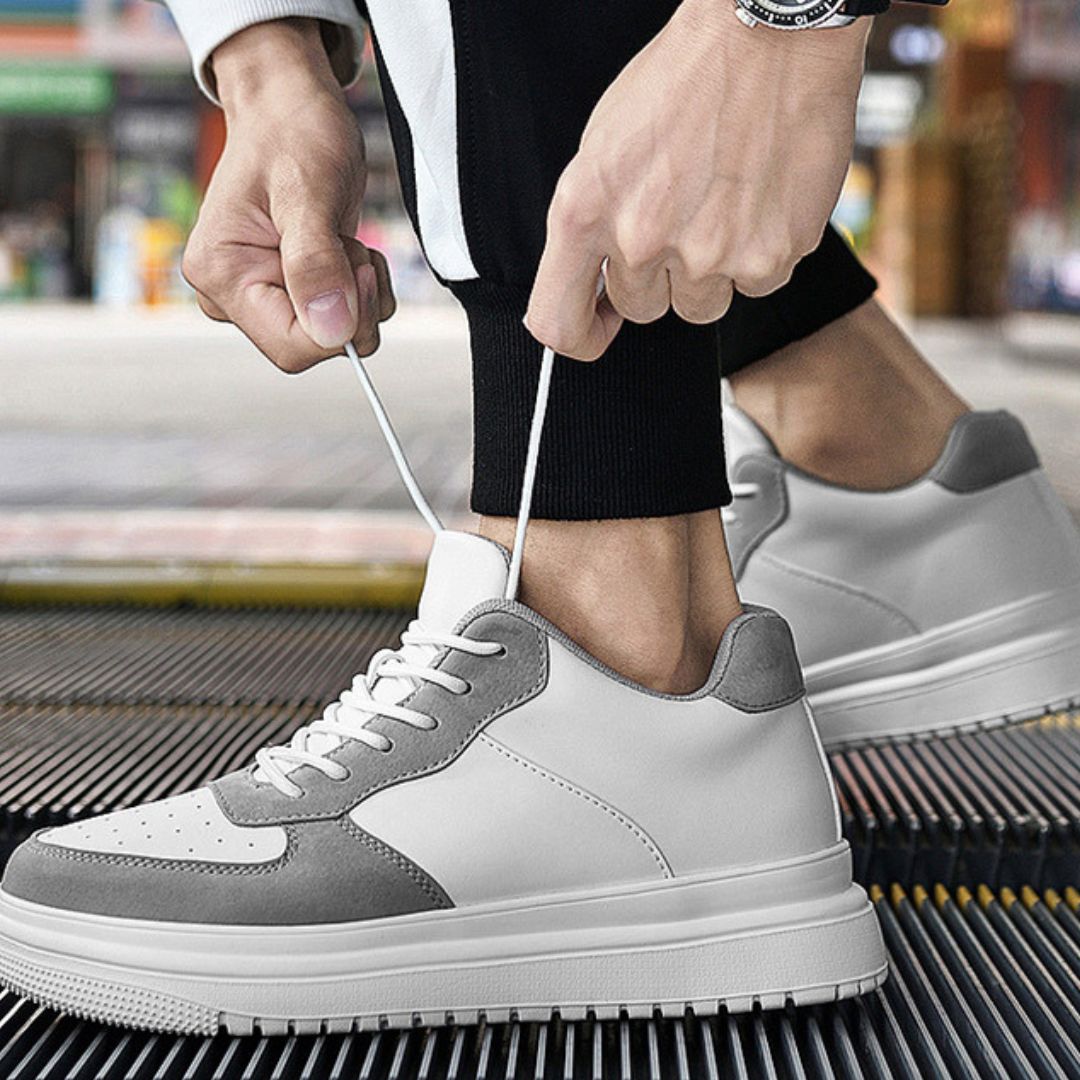 Men's Skateboard Sneakers ⎜ Breathable Shoes with Hidden Height Boost and Soft Bottom Sole