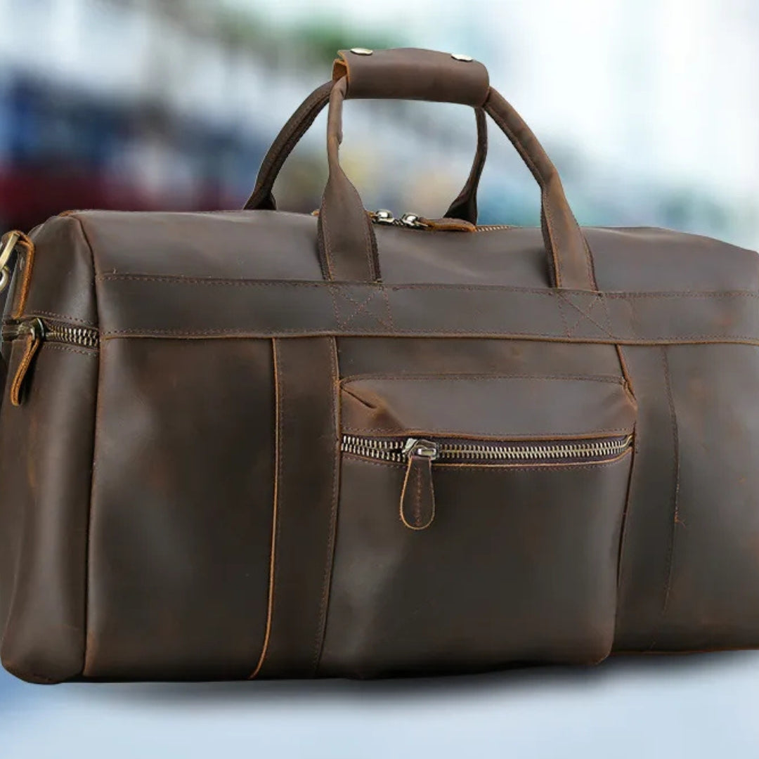 Travel Bag for Men ⎜ Vintage Leather with Generous Storage Space and Practical Compartments