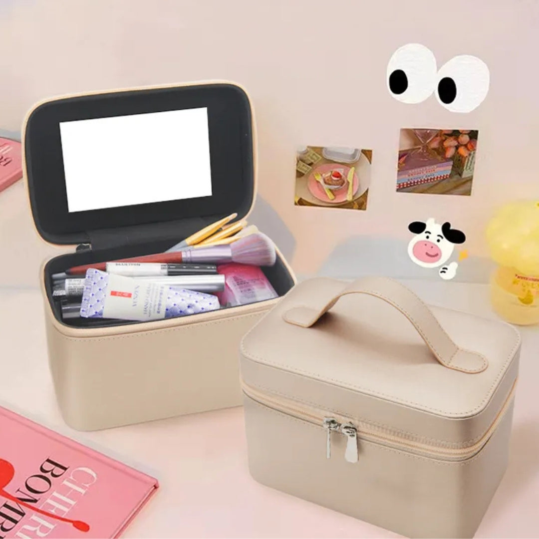 Cosmetics Bag for Women ⎜ Water - Repellent Design with Integrated Mirror and Practical Carrying Handle