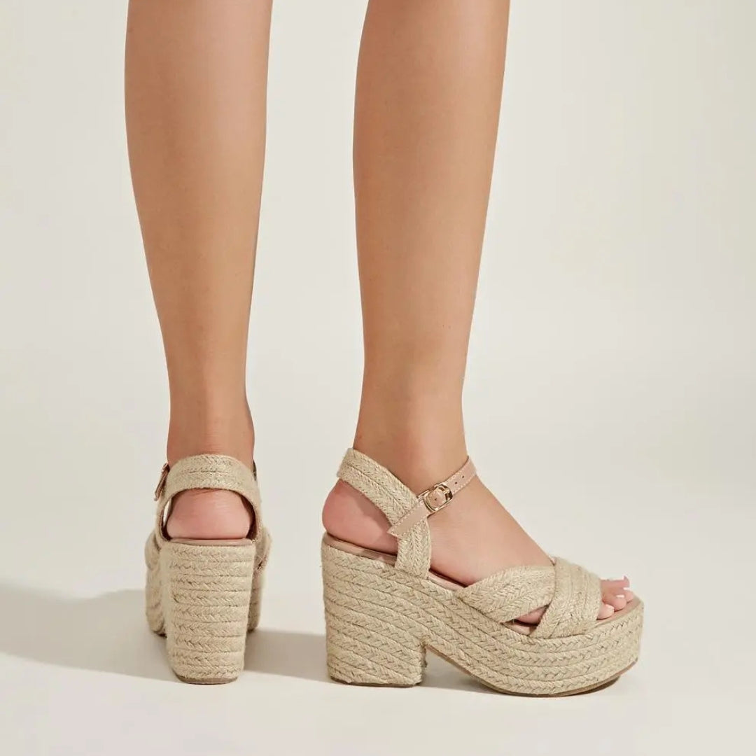 Platform Sandals for Women ⎜ Summery Wedge Shoes with Jute Rope and Comfortable Block Heel for Everyday Wear