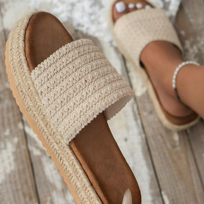 Sandals for Women ⎜ Comfortable Shoes with a Hemp Rope Design and Muffin Sole for Summer