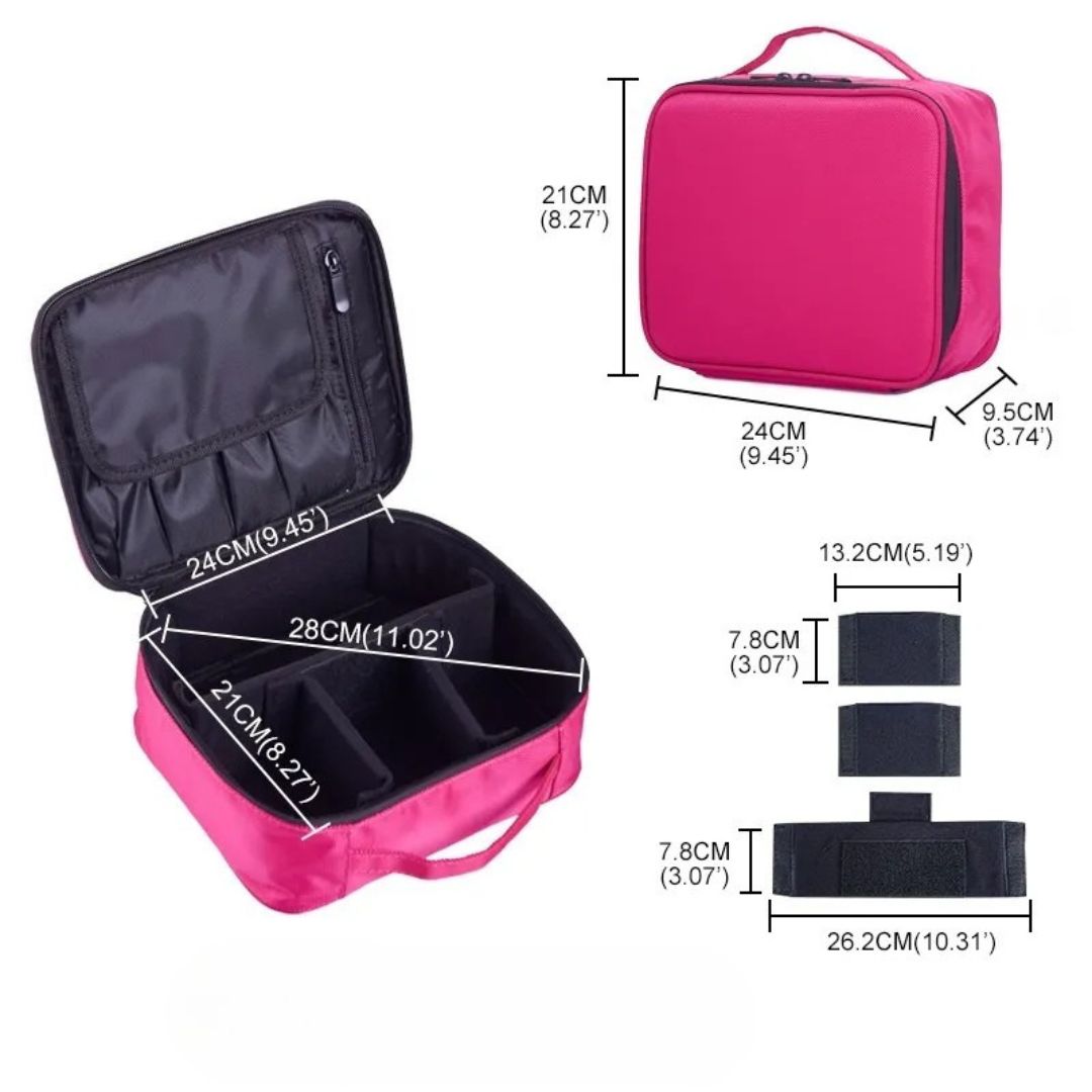Cosmetics Bag for Women ⎜ Compact Travel Storage with Compartments and Practical Brush Holder