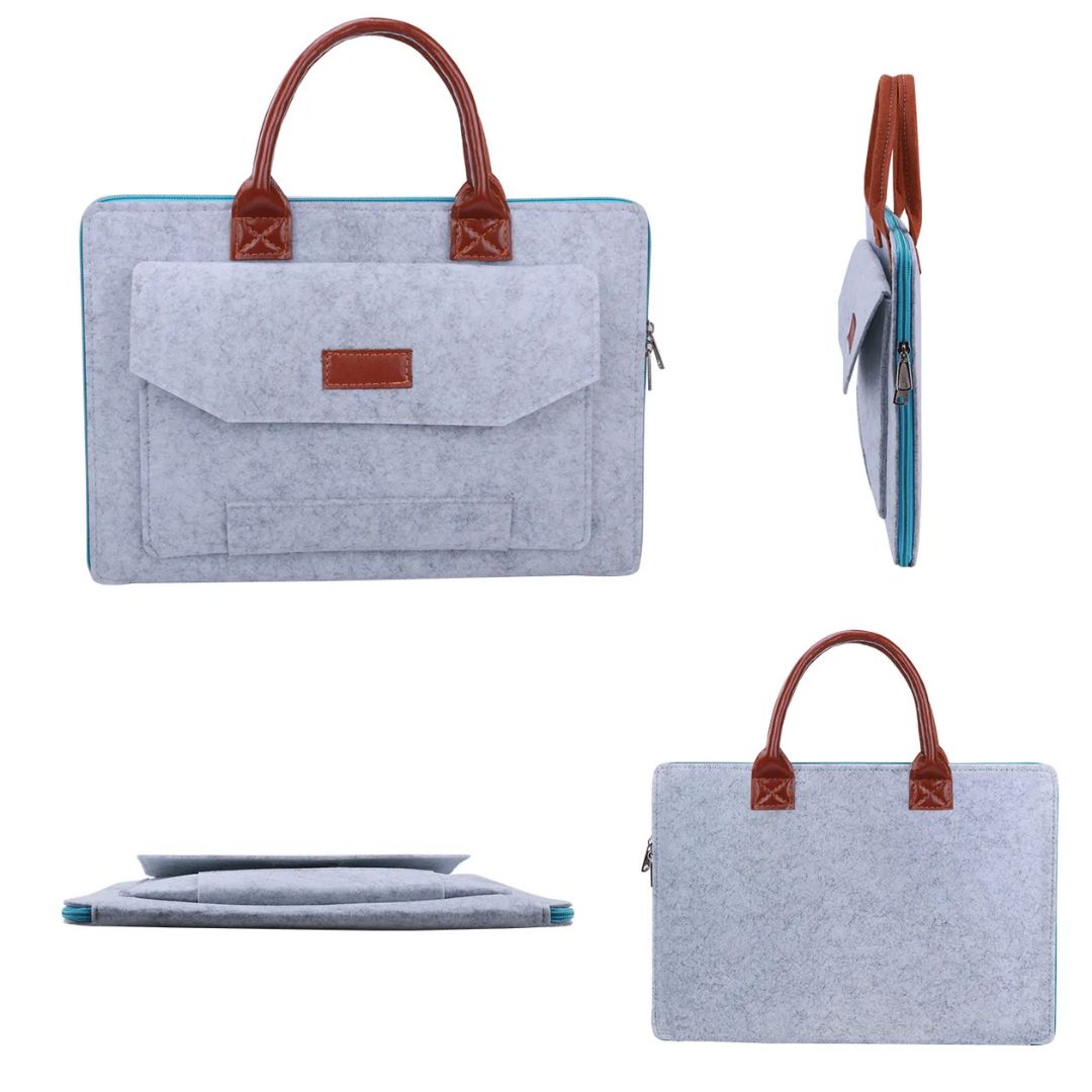 Felt Laptop Bag for Men ⎜ Protective Shoulder Bag with Practical Front Pocket and Carrying Handles
