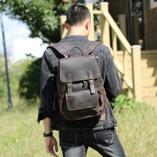 Handmade Leather Backpack for Men ⎜ Classic and Robust Backpack for Everyday Use and Travelling