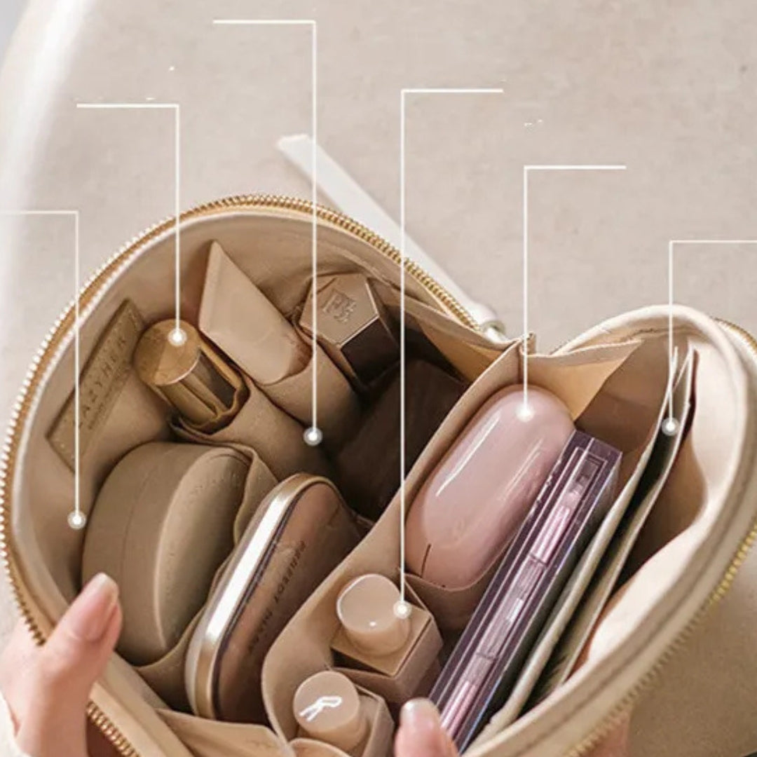 Cosmetic Bag for Women ⎜ Elegant Shell Design with Large Capacity and Practical Inner Compartment