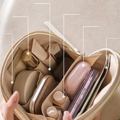 Cosmetic Bag for Women ⎜ Elegant Shell Design with Large Capacity and Practical Inner Compartment