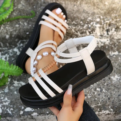 Women's Wedge Sandals ⎜ Comfortable Platform Shoes with Wedge Heel and Raised Sole for Plus Sizes