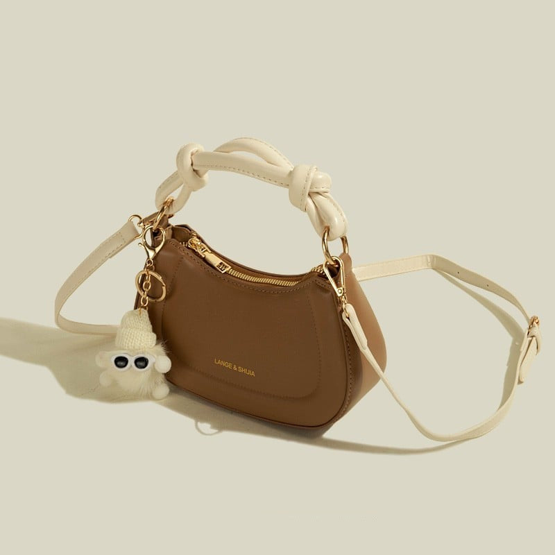 Shoulder Bag for Women ⎜ Fashionable Bag with Knot Handle and Cute Pendant
