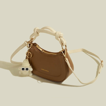Shoulder Bag for Women ⎜ Fashionable Bag with Knot Handle and Cute Pendant