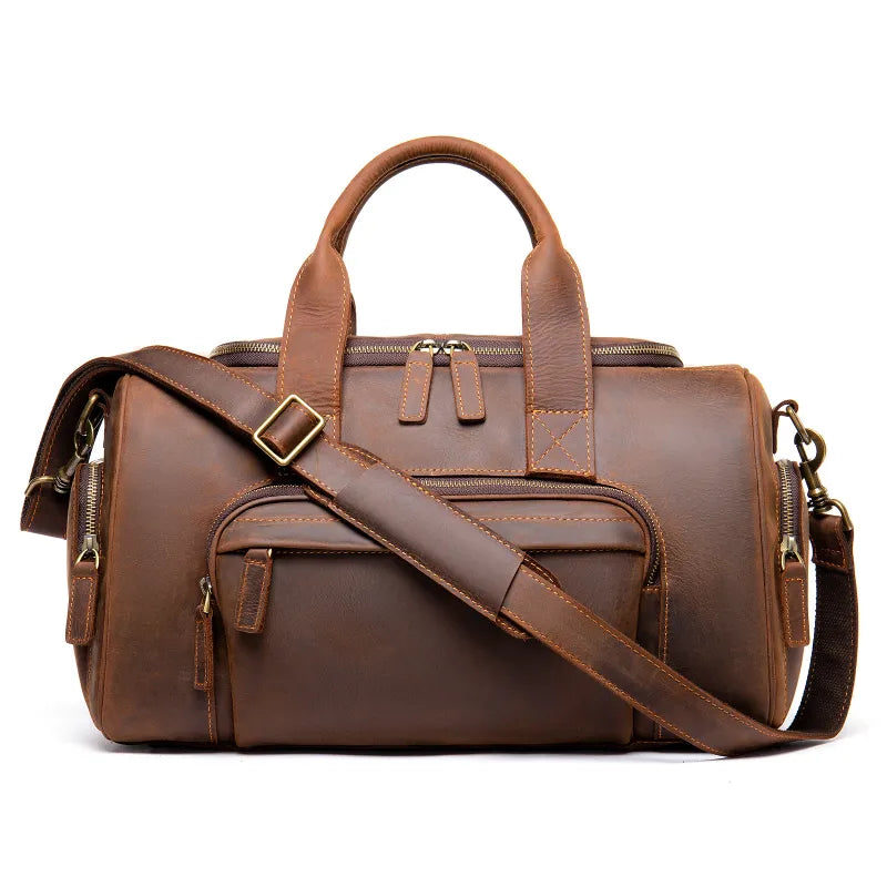 Leather Travel Bag for Men ⎜ Robust Handmade Travel Bag with Large Storage Space