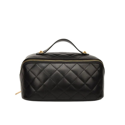 Cosmetics Bag for Women ⎜ Elegant Quilted Design with Zip and Practical Carrying Handle for on the Go