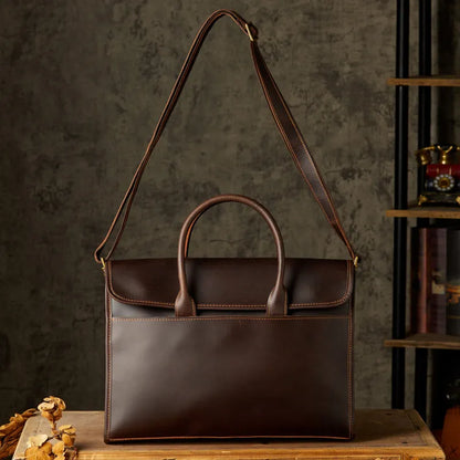 Men 's Laptop Bag ⎜ Noble Genuine Leather Briefcase with Shoulder Strap and Practical Carrying Handles