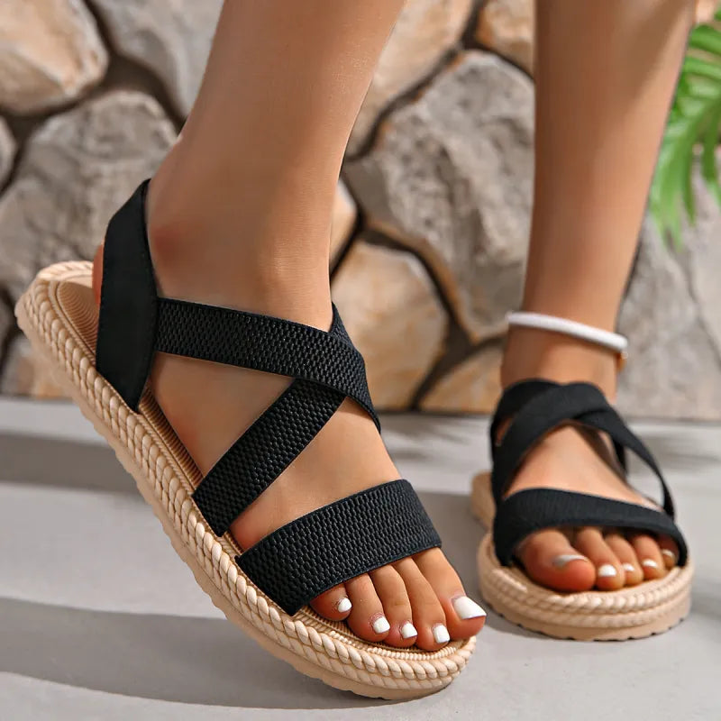 Women's Casual - Style Sandals ⎜ Comfortable Shoes with Elasticated Straps and Fashionable Sole