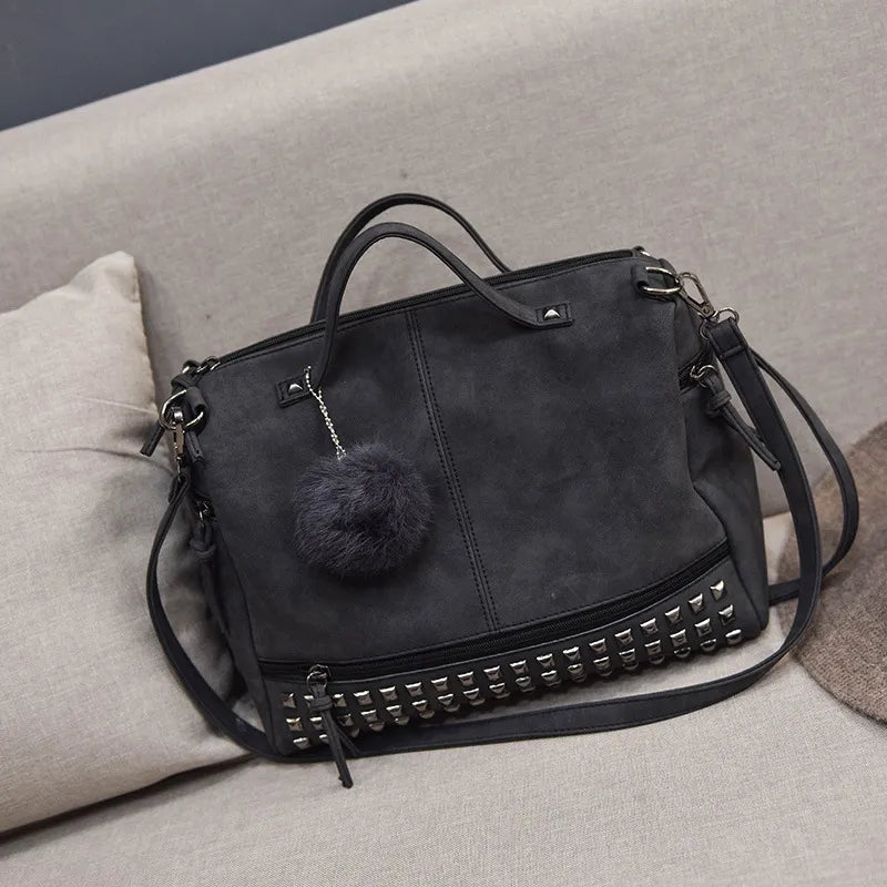 Shoulder Bag for Women ⎜ Practical Handbag with Studded Design and Decorative Pendant