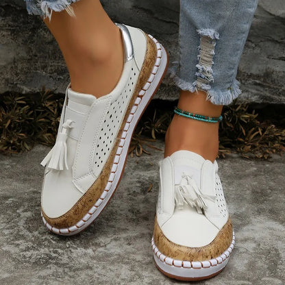 Loafers for Women ⎜ Comfortable Flats with Tassel Detail and Elasticated Slip - on Design