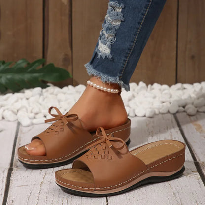Mules for Women ⎜ Comfortable Summer Shoes with a Bow , Non - Slip Sole and Cushioned Footbed