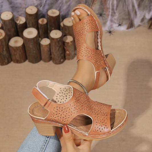 High Heel Sandals for Women ⎜ Comfortable Peep - Toe Shoes with a Thick Heel and Fashionable Design