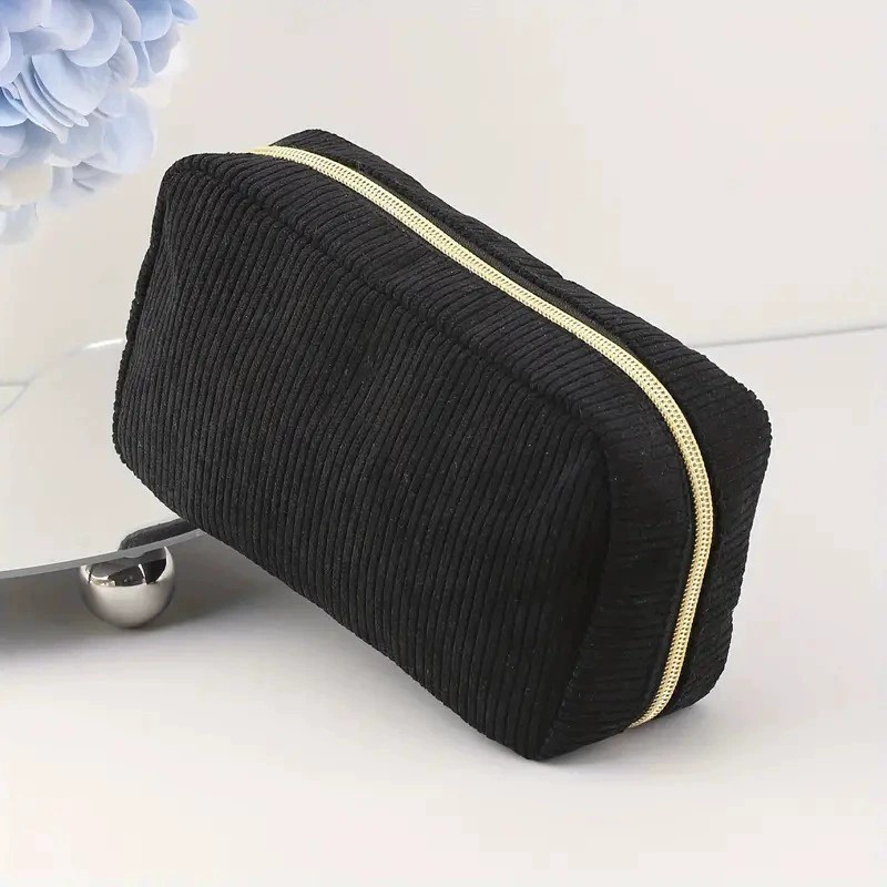 Cosmetics Bag for Women ⎜ Practical Storage Bag Made of Corduroy Fabric with Zip