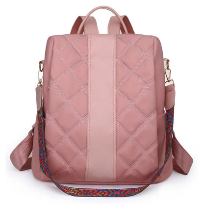 Women's Backpack ⎜ Fashionable Diamond Design Straps with Colourful Shoulder Strap