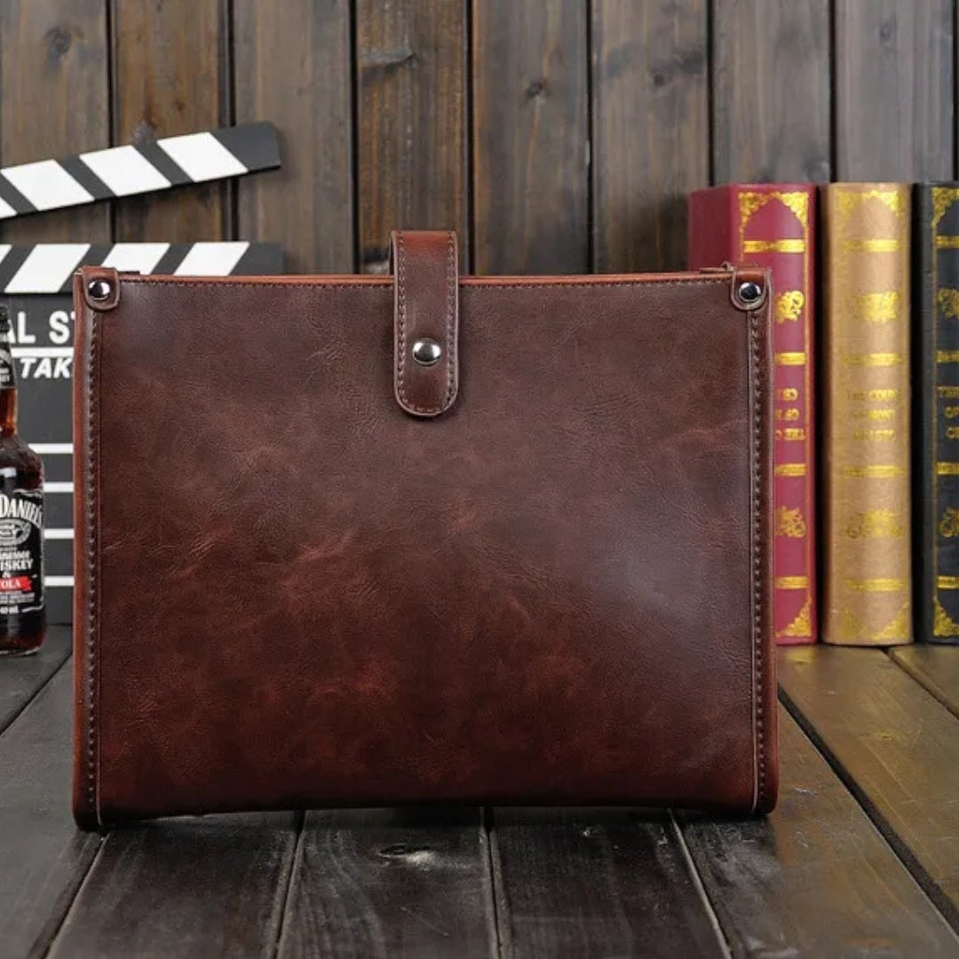 Shoulder Bag for Men ⎜ Retro Shoulder Bag Made of Faux Leather in Landscape Format with Magnetic Fastener