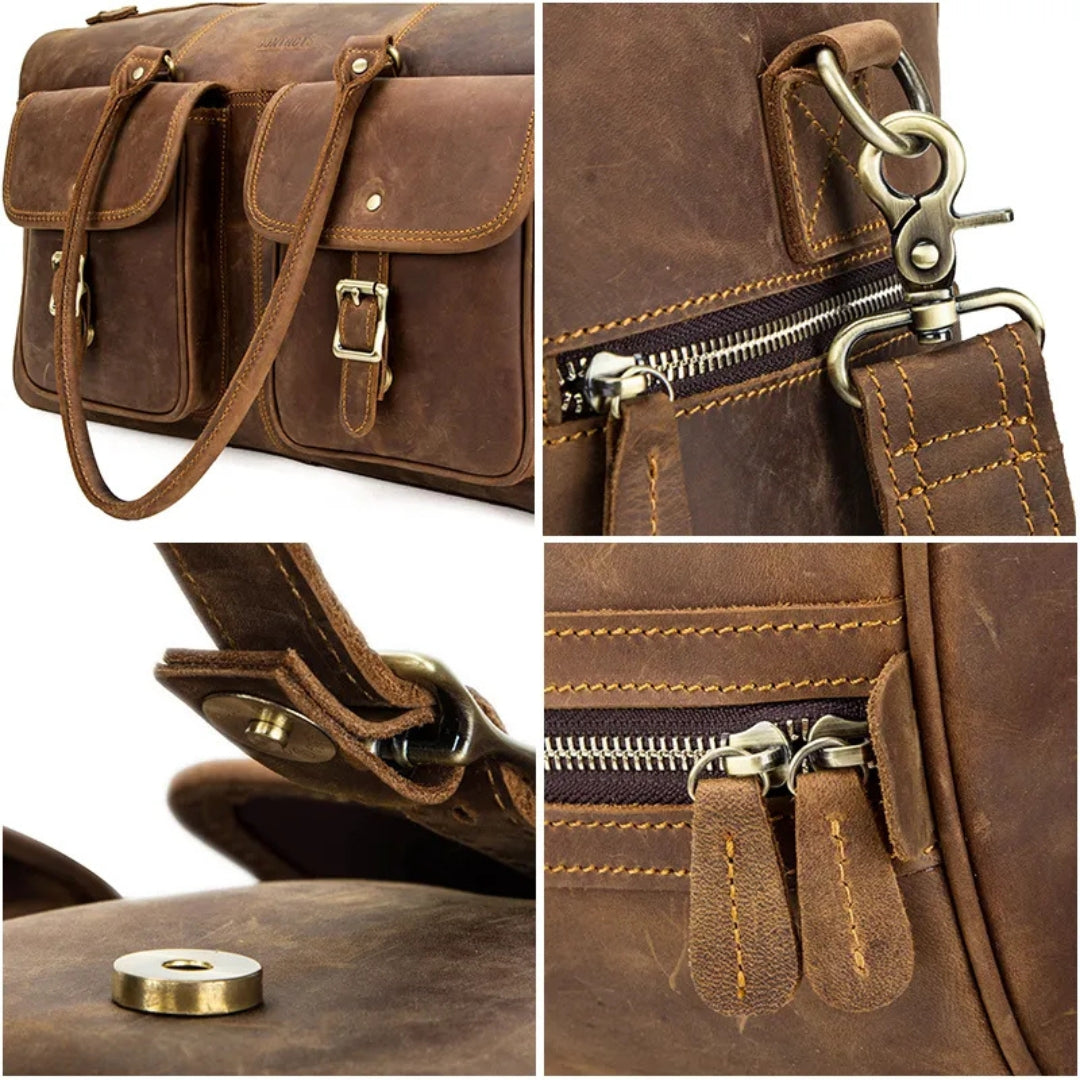 Cowhide Leather Travel Bag for Men ⎜ Robust Leather Travel Bag with Large Capacity
