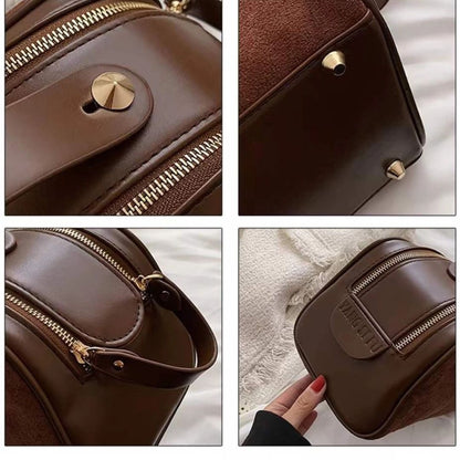 Cosmetics Bag for Women ⎜ Large Capacity with Suede Look and Practical Carrying Handle